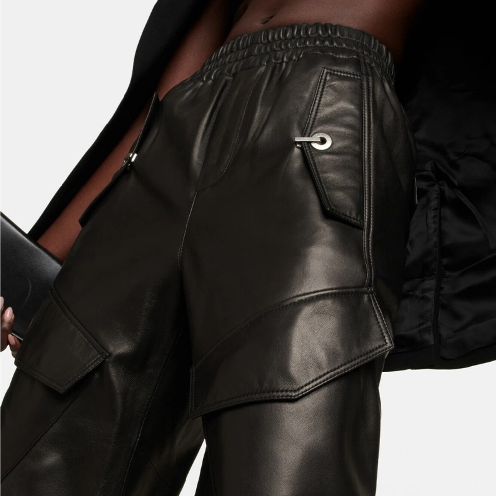 Dion Lee Lamb Leather Straight Wide Leg Pocket Cargo Pants - Picture 2 of 11